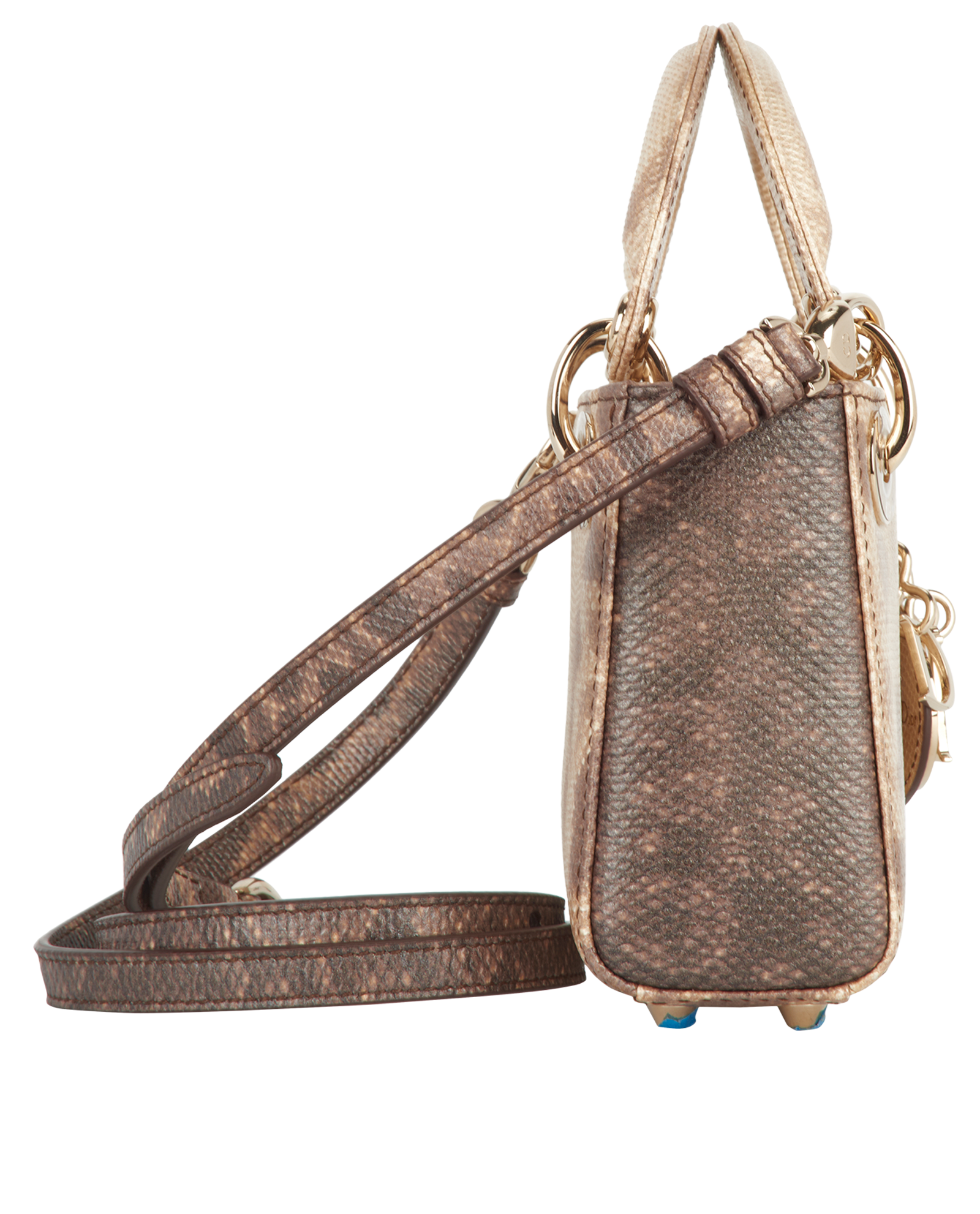 Micro Lady Dior, &pound;2,500, Handbags, Gold, Lizard, Side view